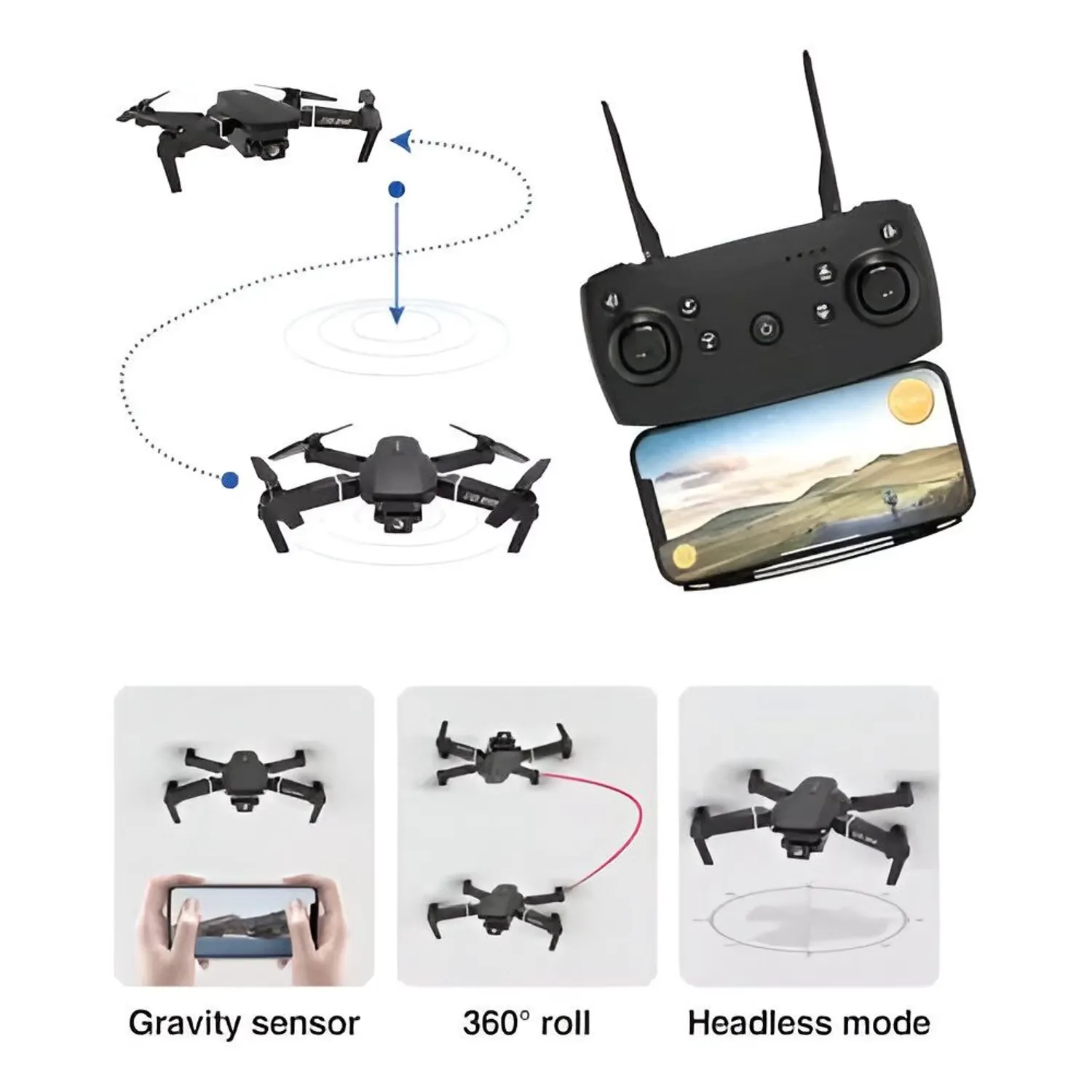 Drone E88 Pro con Doble Camara HD incluye Estuche y Repuestos miniatura 2